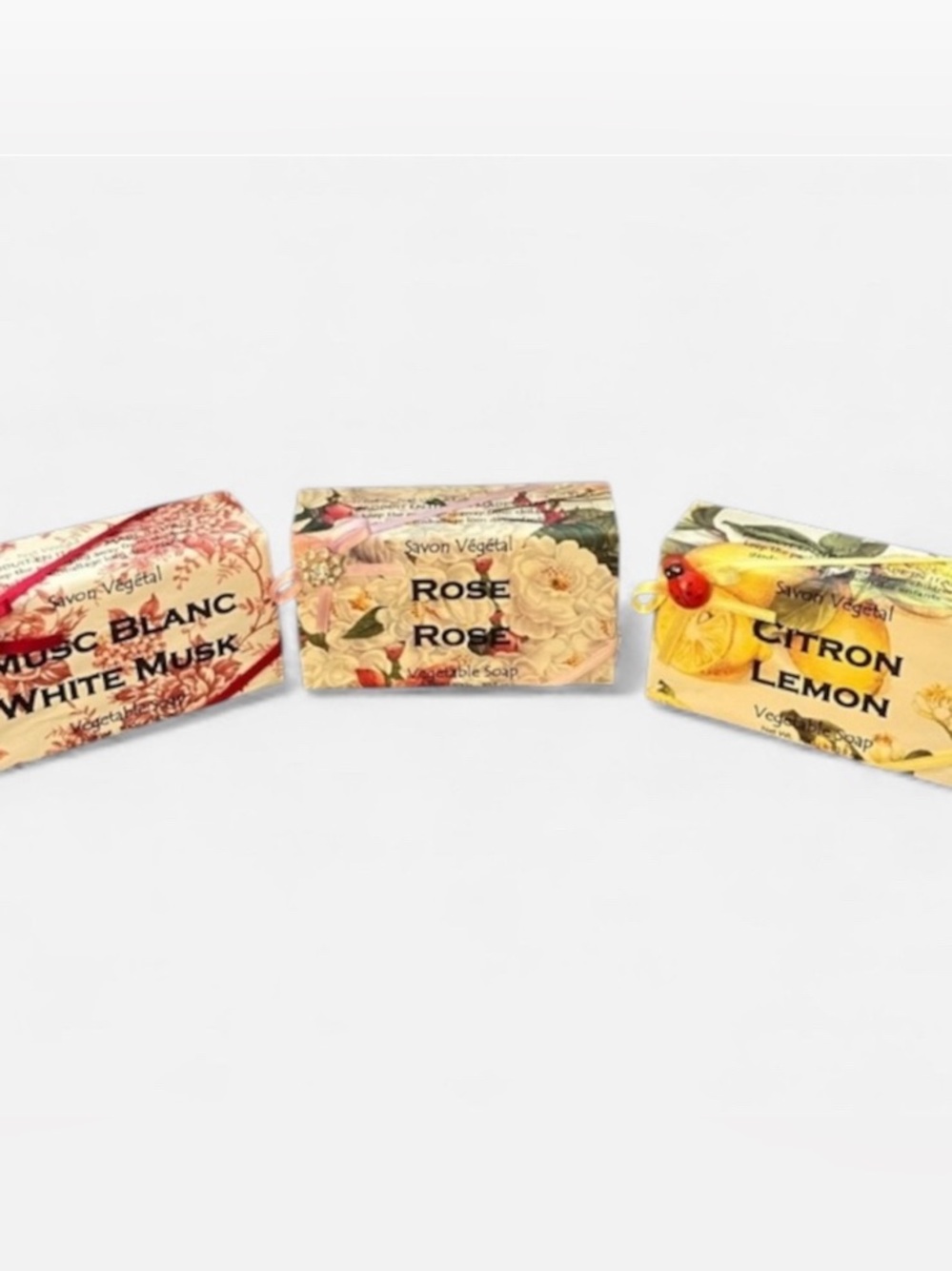 NEW Alchimia Soap Lot of 3 Vegetable Soap Italy Rose Lemon White Musk Cottage